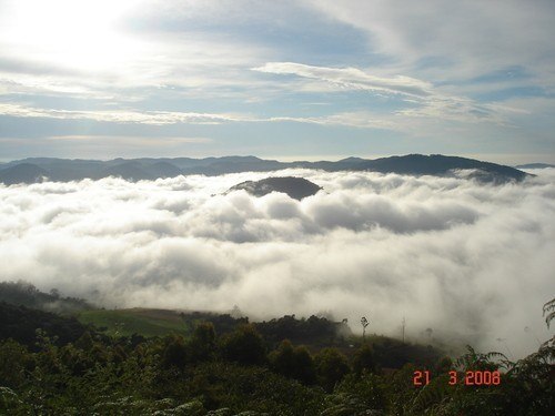 Vista da cidade de São Ludgero encoberta pela neblina